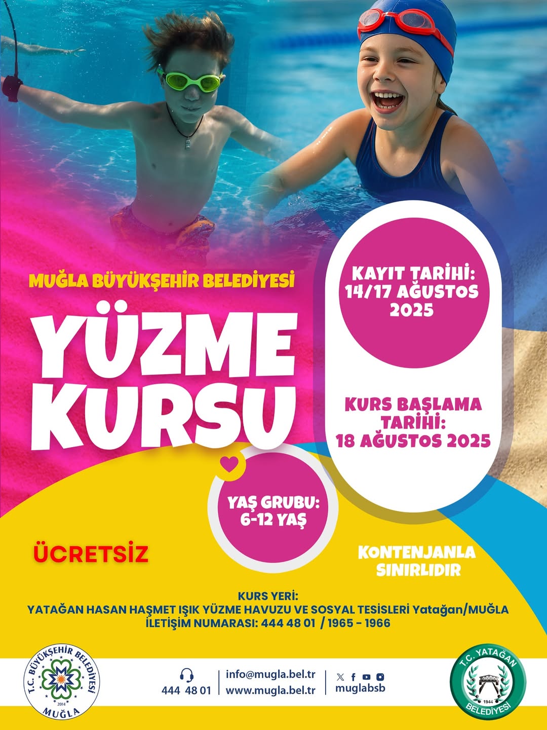 Yatağan Belediyesi'nden Ücretsiz Yüzme Kursu Başlangıcı