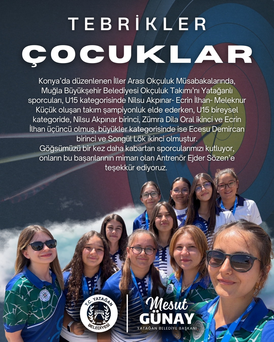 Yatağan'dan Okçulukta Şampiyonluk Sevinci: Muğla Büyükşehir Takımı Konya'da Zirveye Yerleşti