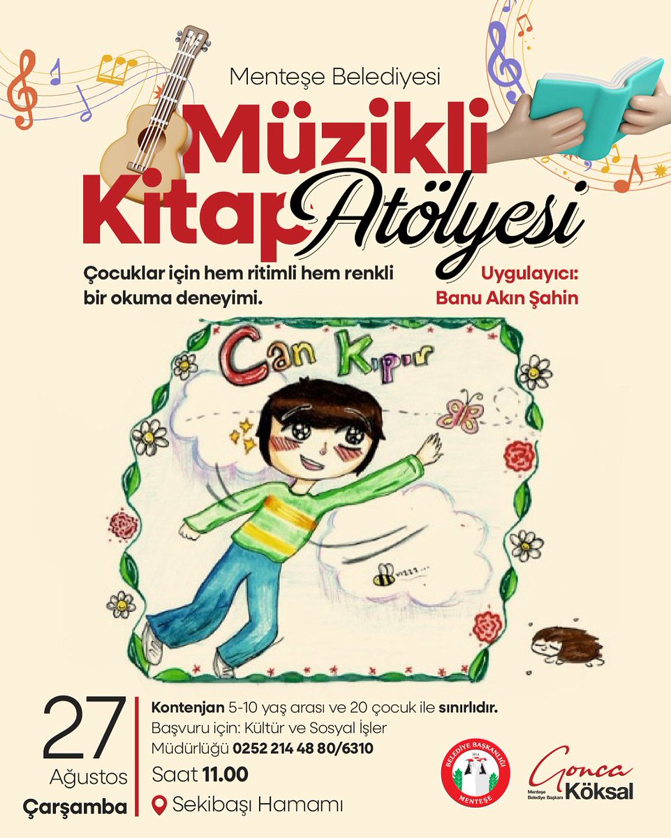 Menteşe Belediyesi Çocuklara Özel Müzikli Kitap Atölyesi Düzenliyor