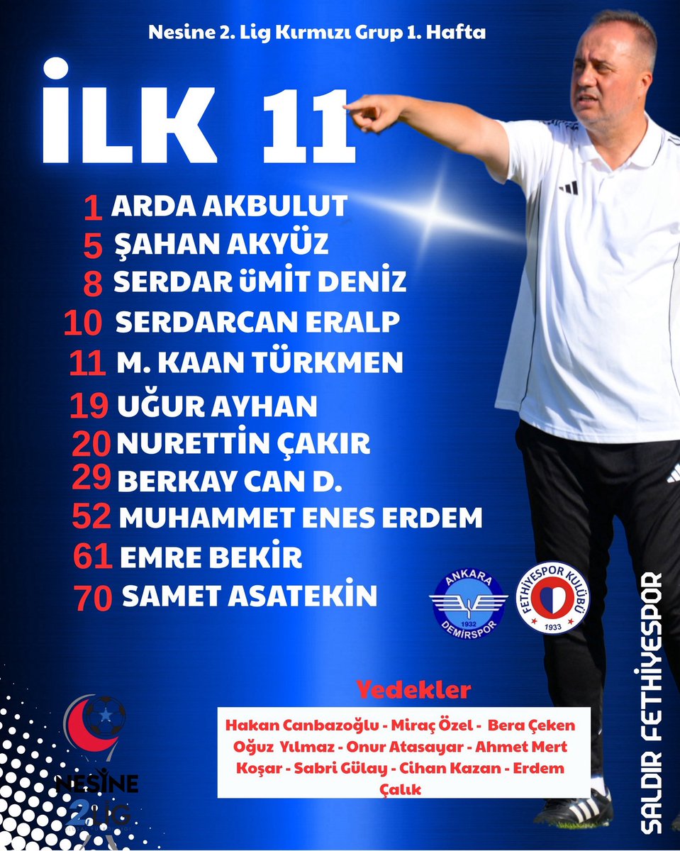 Fethiyespor'un Demirspor Maçı İlk 11'i Açıklandı