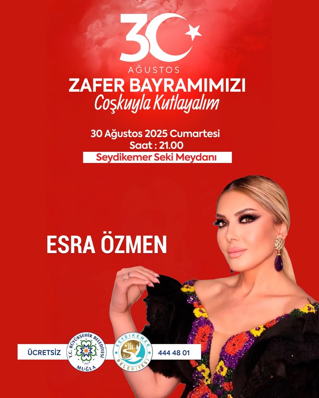 Muğla, 30 Ağustos Zafer Bayramı'nı Esra Özmen Konseri ile Kutlayacak