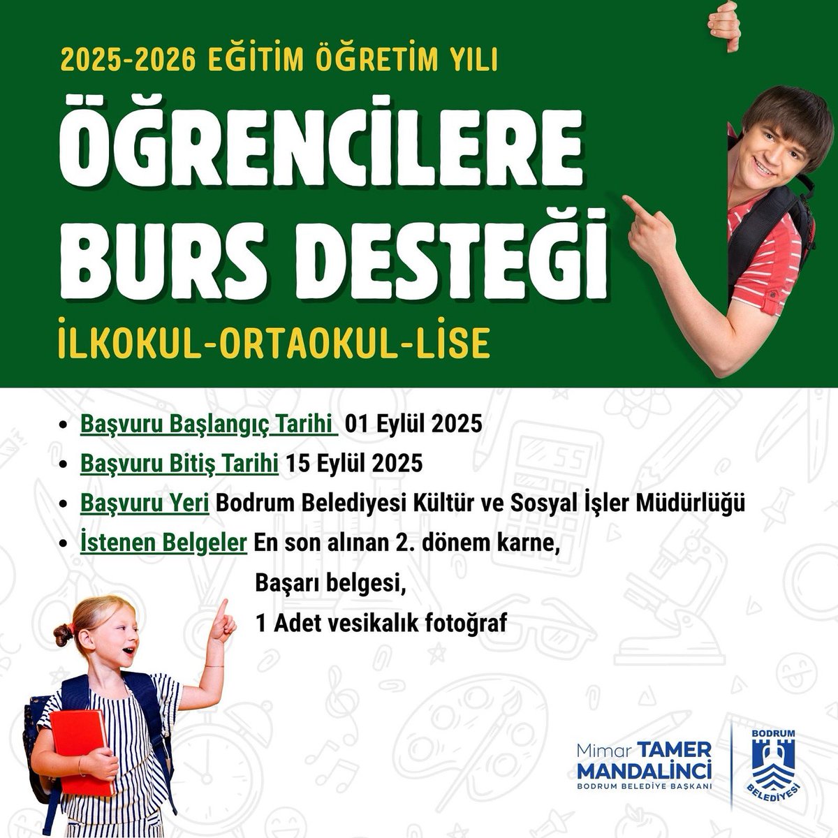 Bodrum Belediyesi Gençlere Destek Veriyor: Eğitim Desteği Başvuruları Başladı