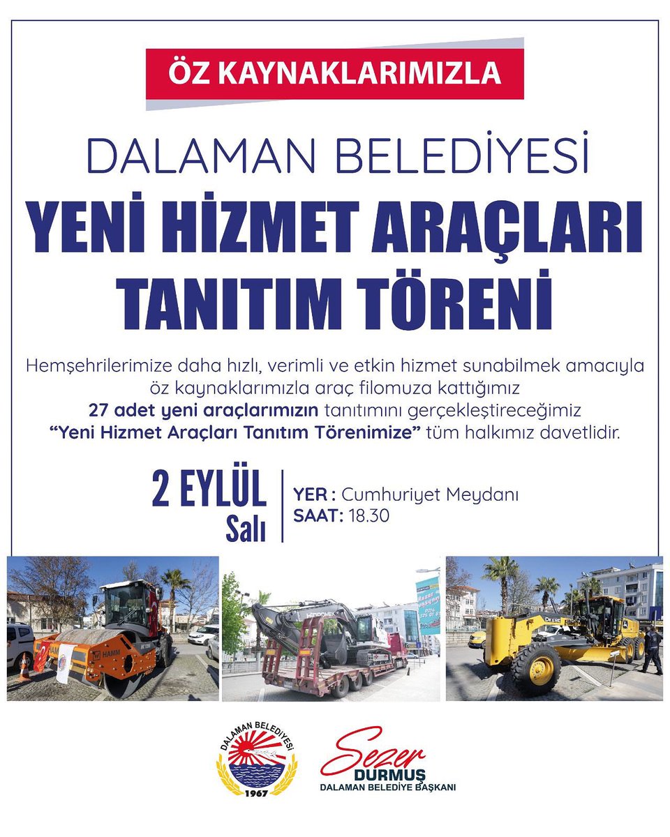Dalaman Belediyesi, Yeni Hizmet Araçlarını Tanıttı