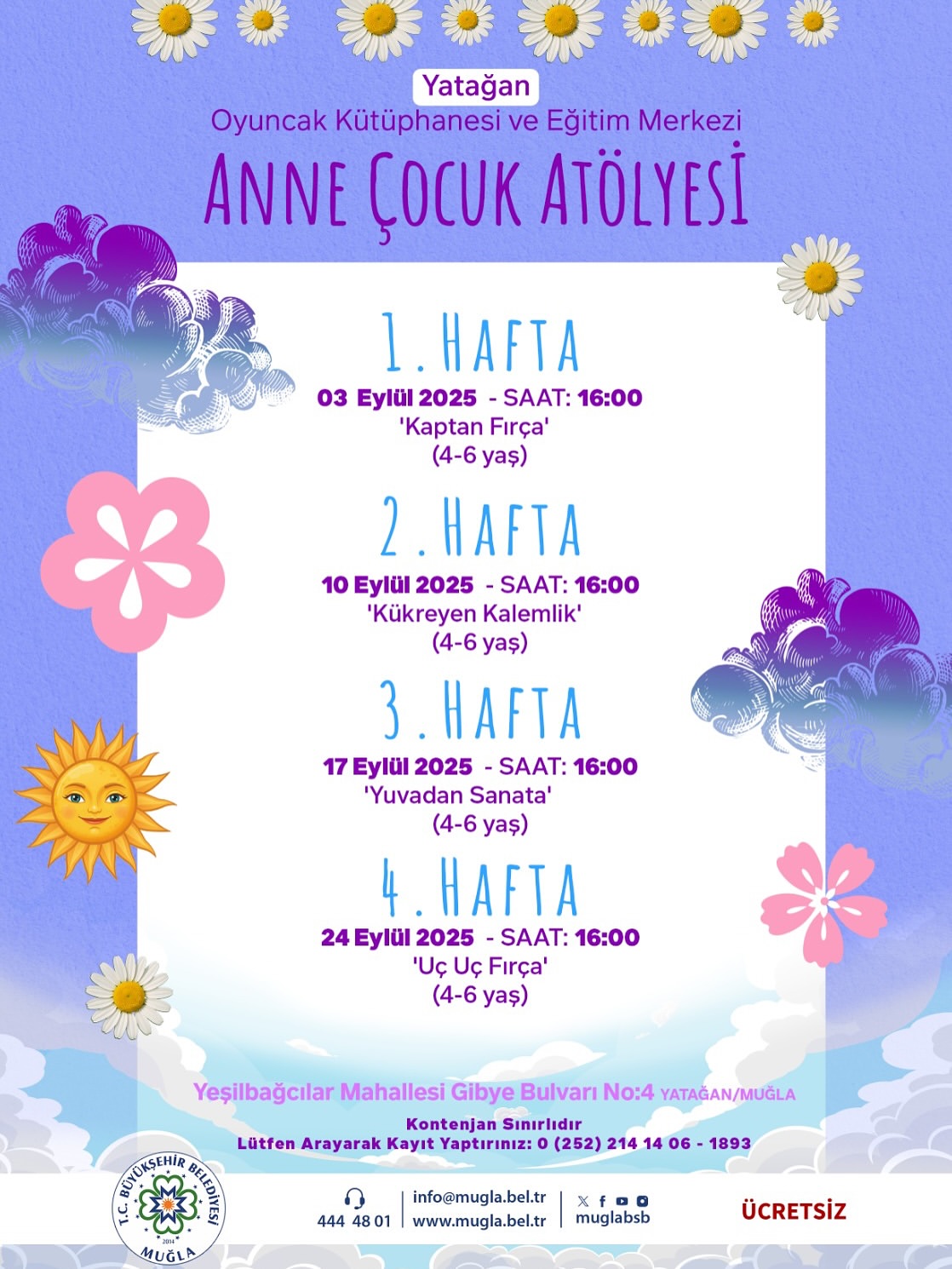 Yatağan Belediyesi Anne Çocuk Atölyeleri Başlıyor: Ücretsiz Kayıtlar Başladı