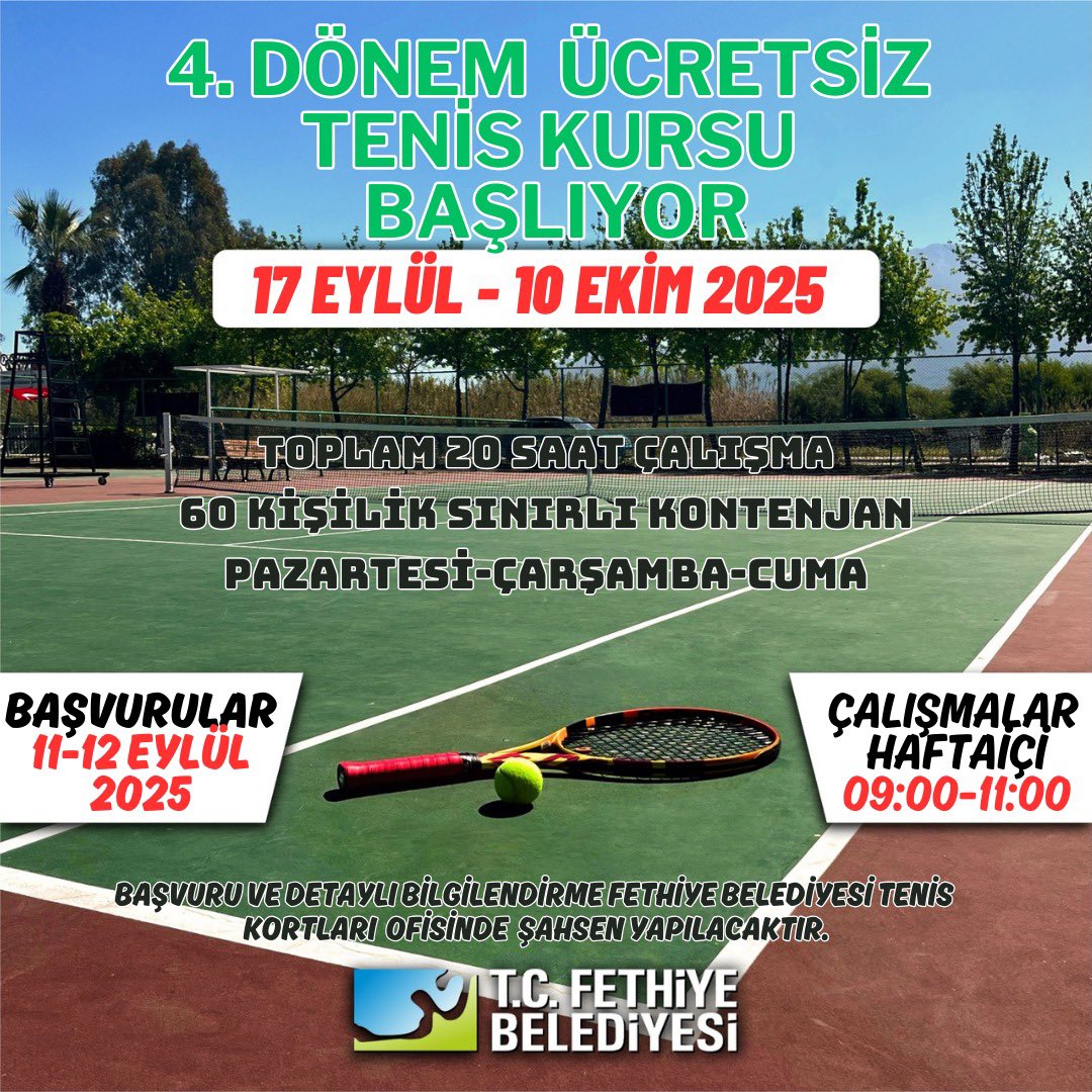 Fethiye'de Tenis Turnuvaları Başlıyor: Başvurular Başladı