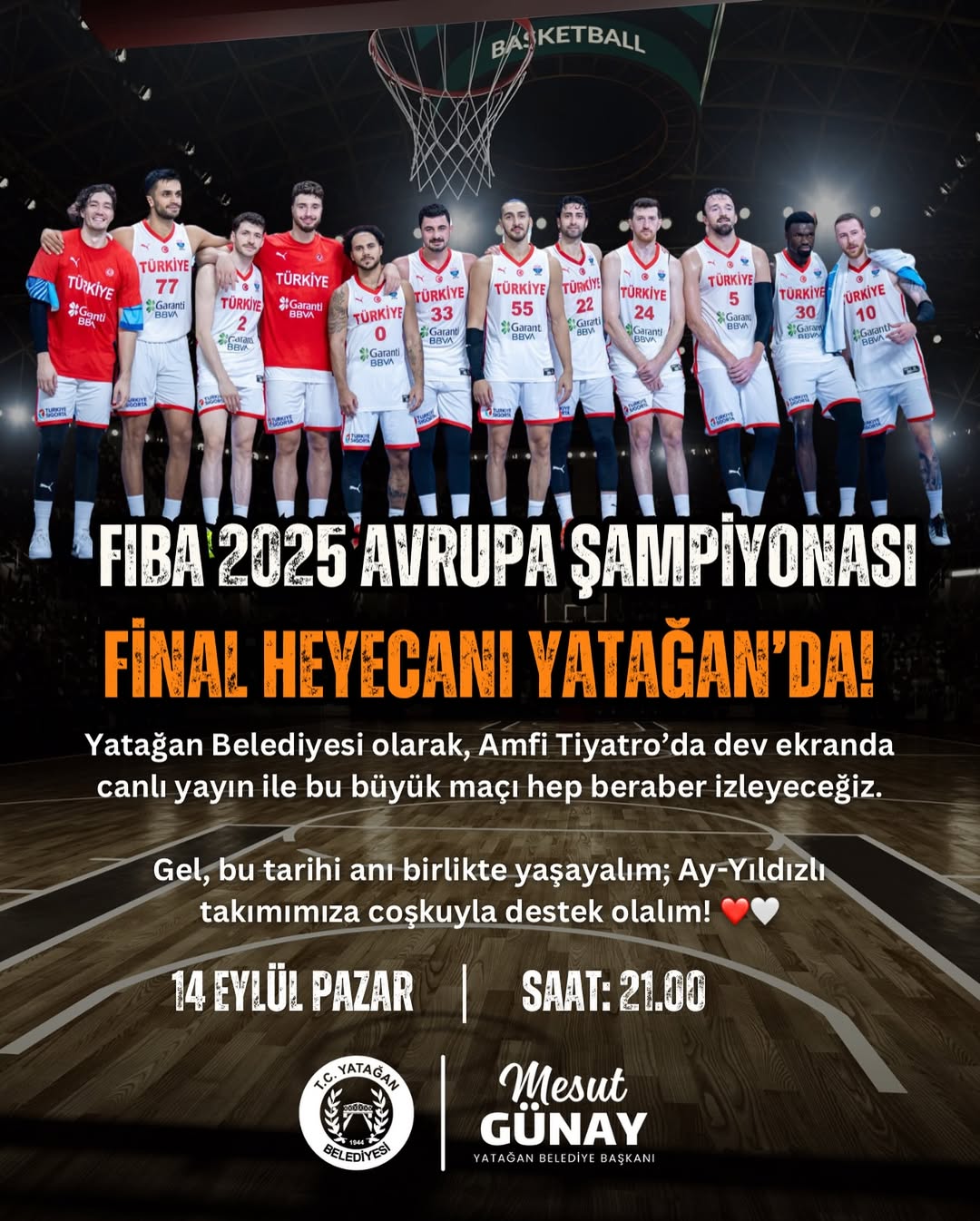 Yatağan'da Basketbol Finali Coşkusu: Türkiye-Almanya Maçı Dev Ekranda