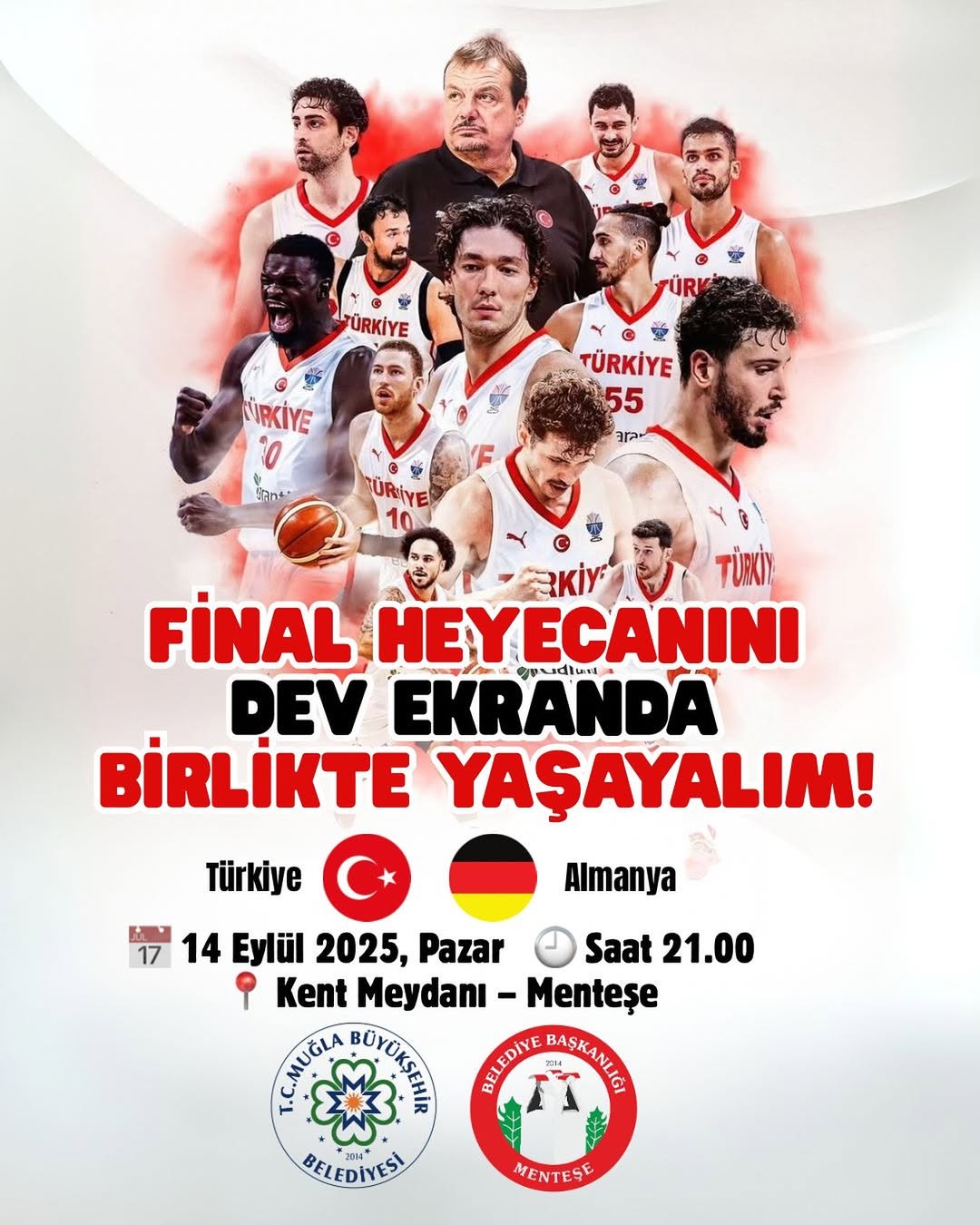 Türkiye A Milli Basketbol Takımı Final Mücadelesi İçin Menteşe Kent Meydanı'nda Dev Ekranda Yayınlanacak