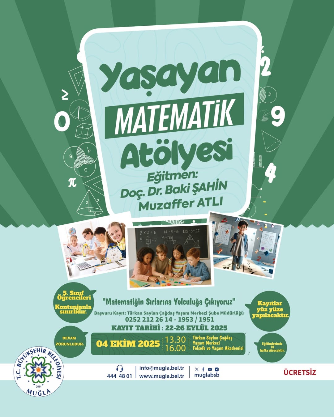 Muğla'da 5. Sınıf Öğrencileri İçin Ücretsiz Yaşayan Matematik Atölyesi Başlıyor