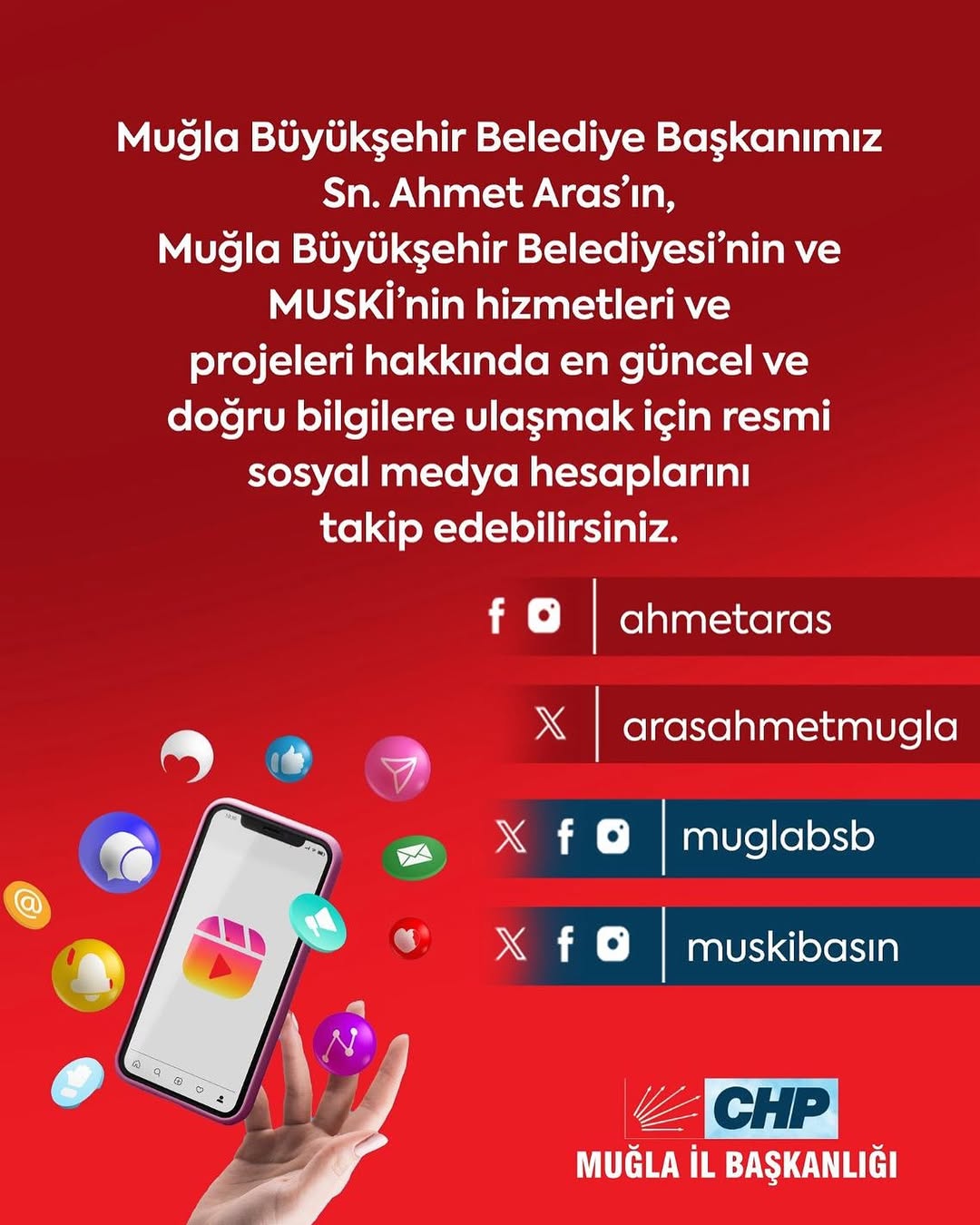 Muğla Büyükşehir Belediyesi Hizmetleri İçin Sosyal Medya Hesapları Duyuruldu