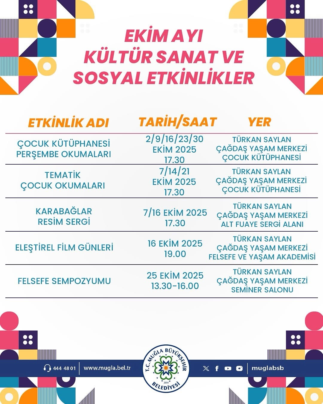 Muğla'da Ekim Ayı Sanatla Renklenecek: Konserler, Sergiler ve Film Gösterimleri