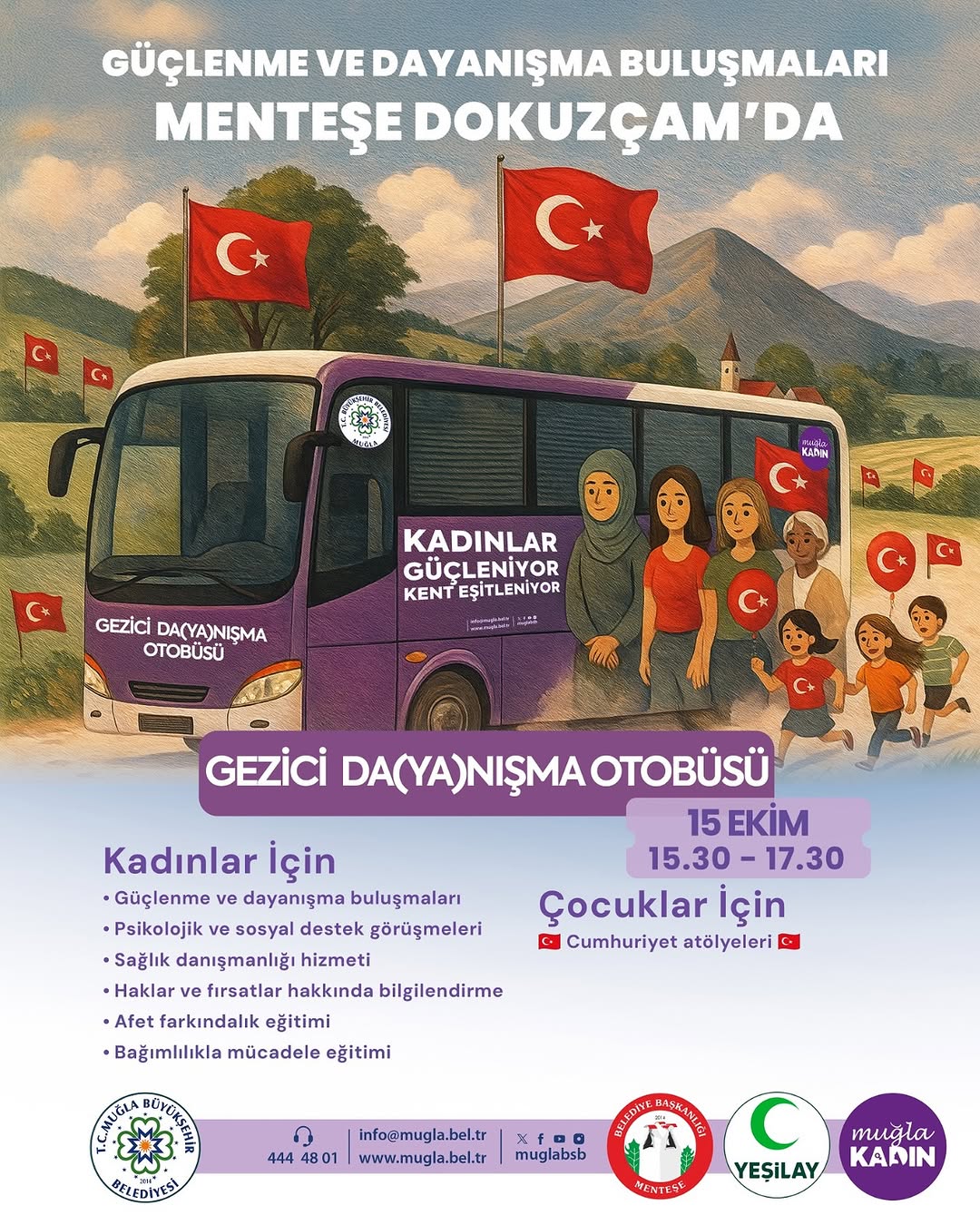 Muğla'da Gezici Dayanışma Otobüsü Dokuzçam Mahallesi'nde