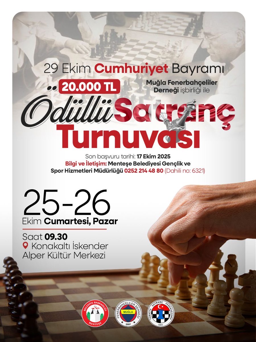 Menteşe'de Cumhuriyet Bayramı Coşkusu Satranç Turnuvasıyla Taçlanıyor