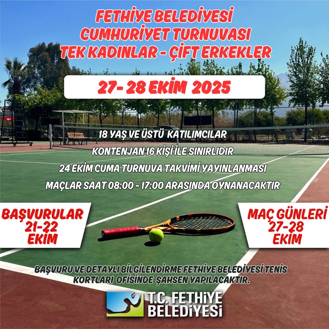 Fethiye'de Cumhuriyet Tenis Turnuvası Heyecanı Başlıyor