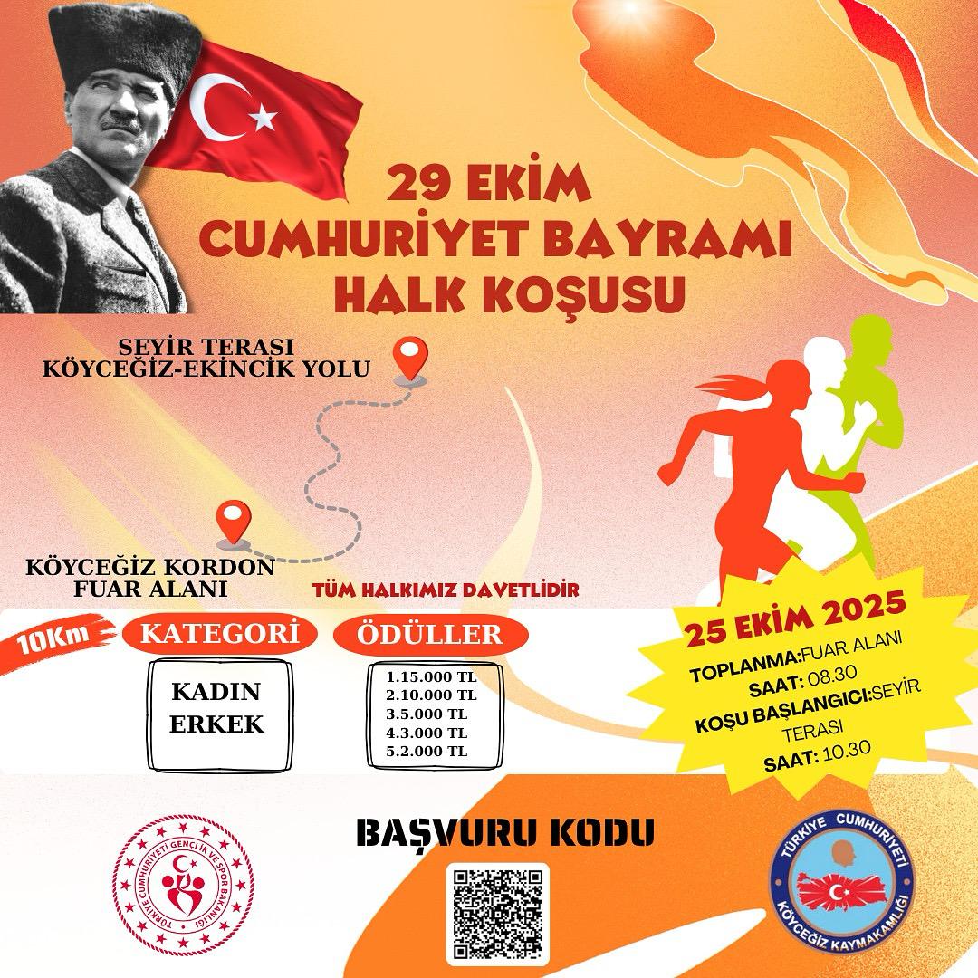 Muğla'da 29 Ekim Cumhuriyet Bayramı Halk Koşusu Düzenleniyor