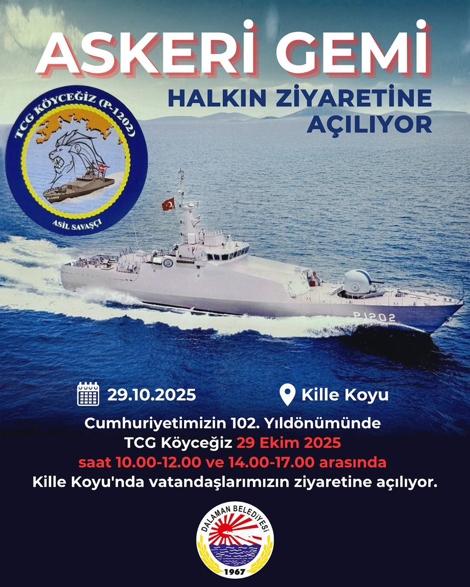 TCG Köyceğiz Gemisi, Dalaman'da Halkın Ziyaretine Açılıyor