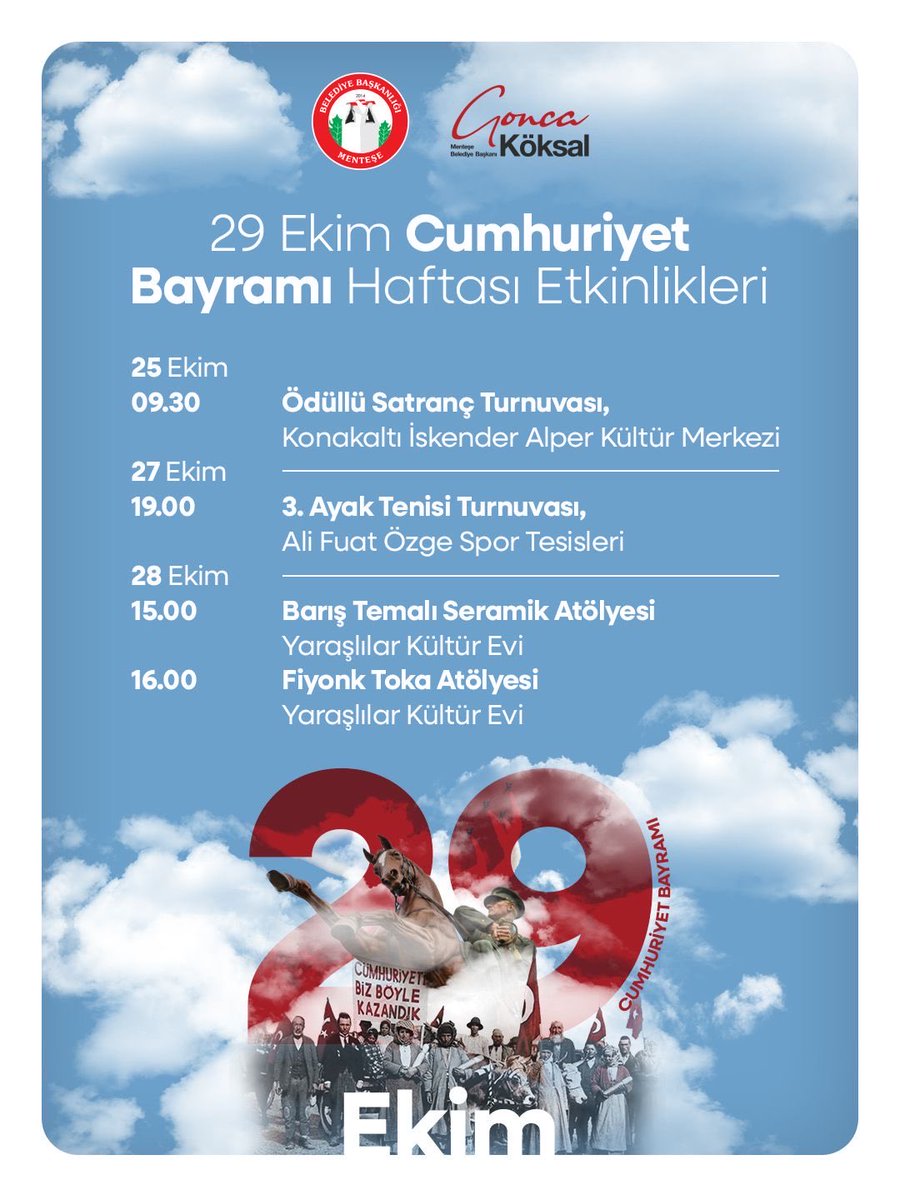 Menteşe'de Cumhuriyet Coşkusu: Bir Hafta Sürecek Etkinlikler