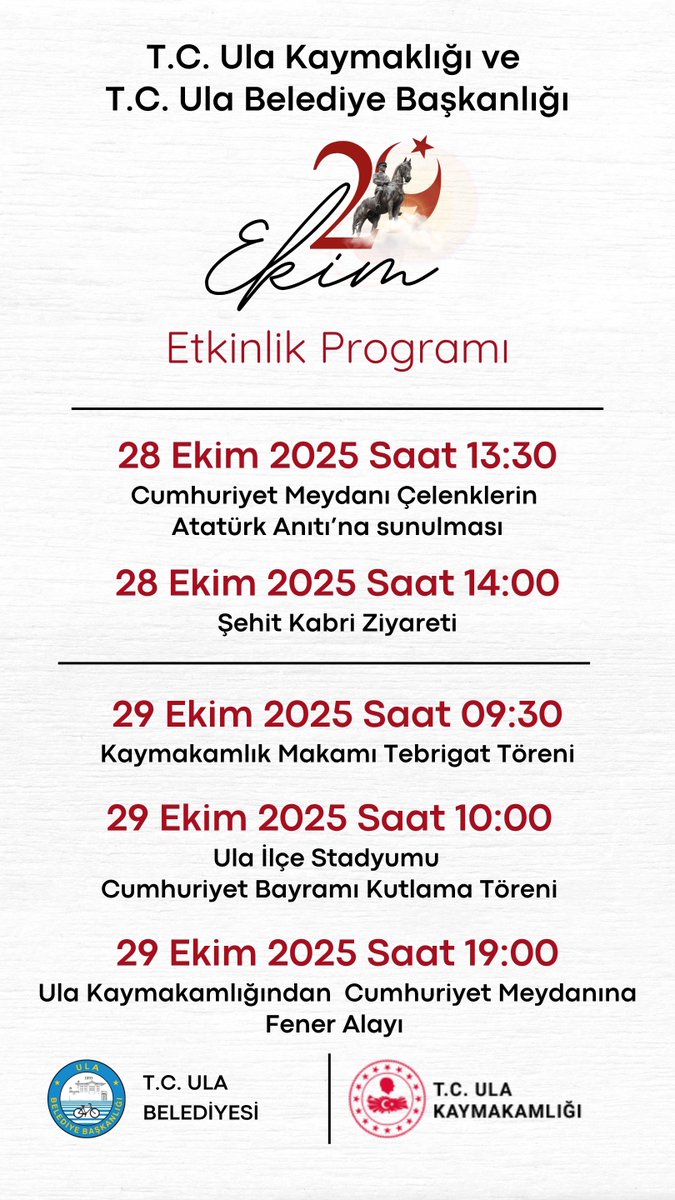 Ula'da 29 Ekim Cumhuriyet Bayramı Coşkusu