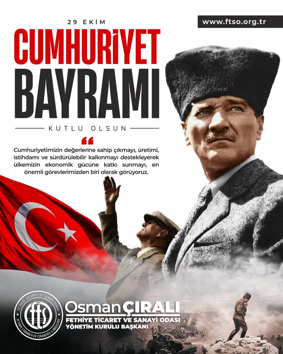 Fethiye TSO Başkanı Çıralı'dan 29 Ekim Cumhuriyet Bayramı Mesajı: 